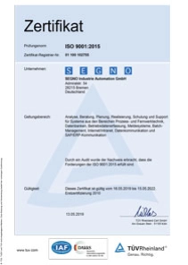 Zertifikat iso9001 SEGNO